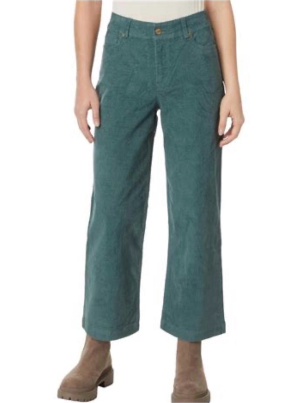 Toad&Co Coaster Cord Wide Crop Pants - Silver Pine Green